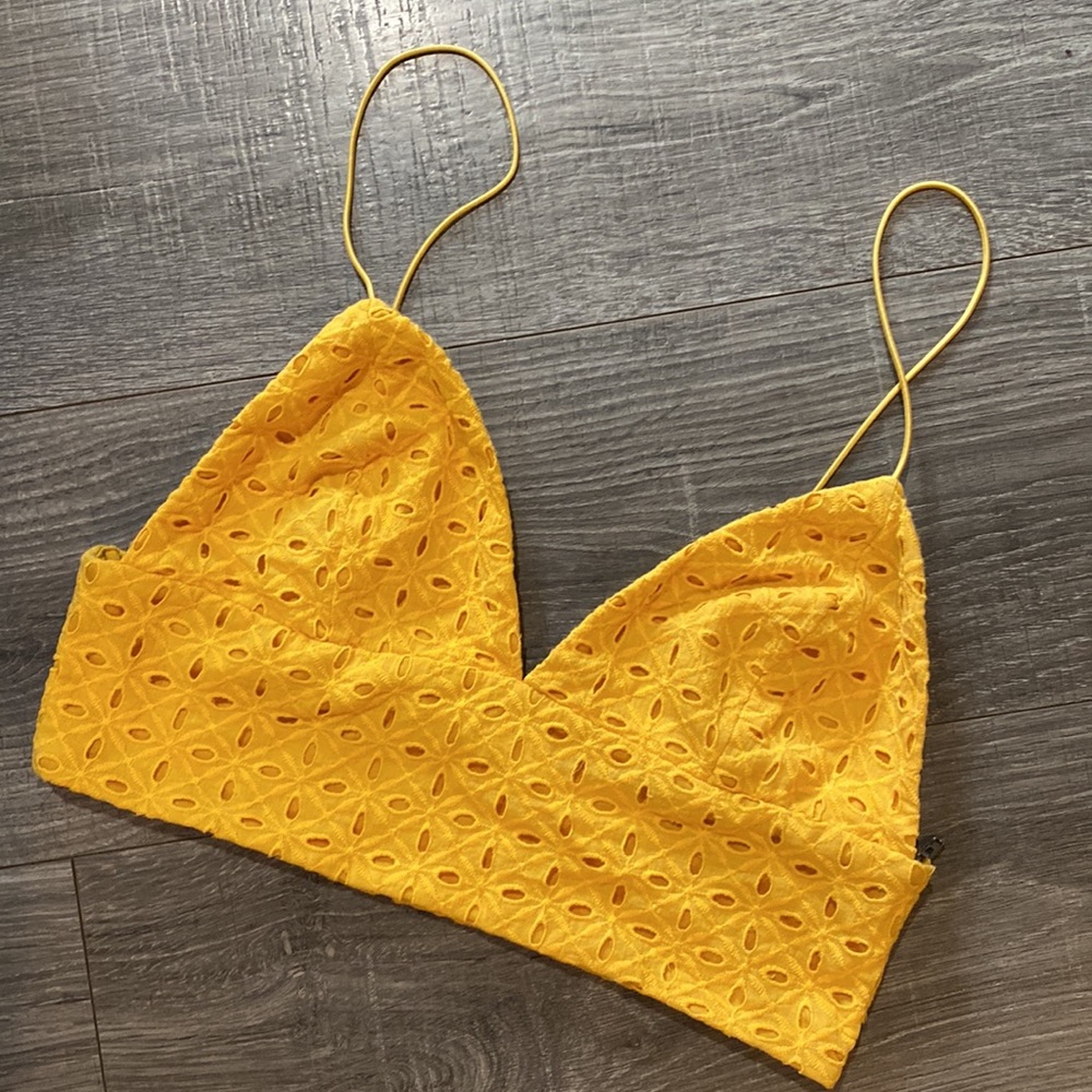 Yellow Eyelet Crop Top